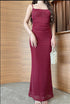 Sparkly Deep Back Lace Long Body-con Maxi Dress